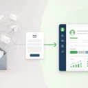 Ein Kontaktformular auf einer Website, ein Pfeil führt direkt zu einem CRM-Eintrag mit Kategorisierung und Status, statt zu einem überfüllten Postfach.